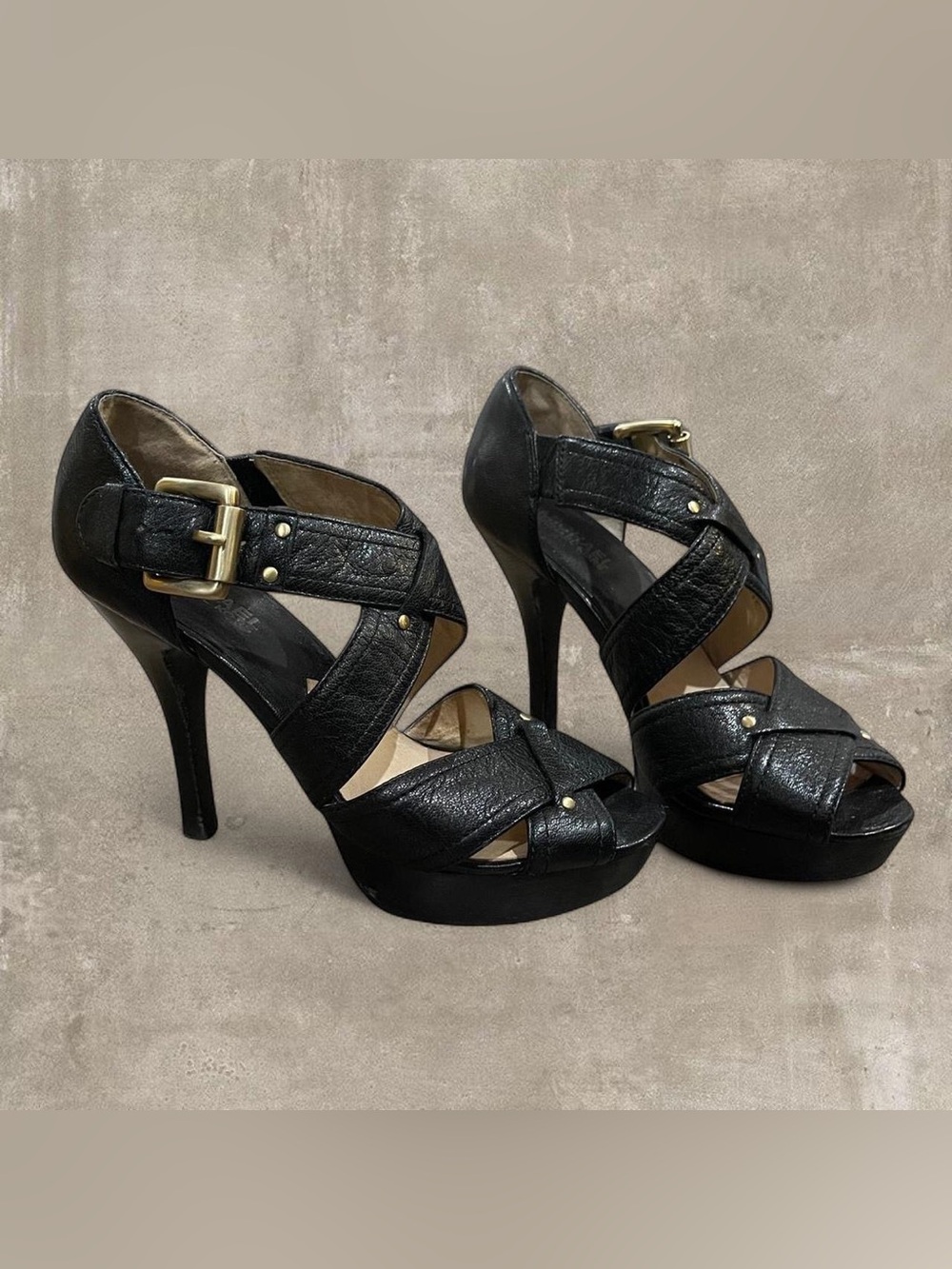 Black Strappy Platform High Heel Sandals